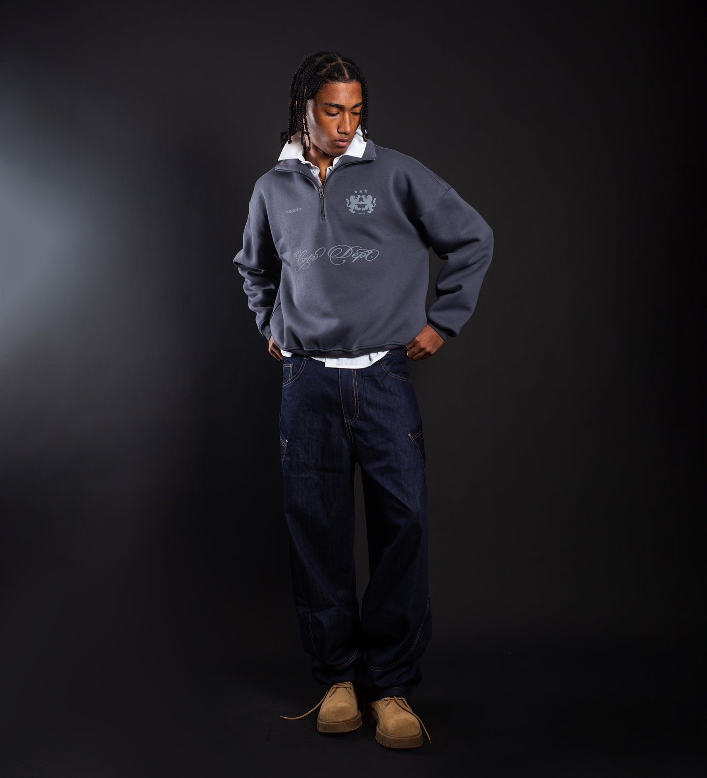 CRTV DEPT. BOXY HALF-ZIP – Dark Gray