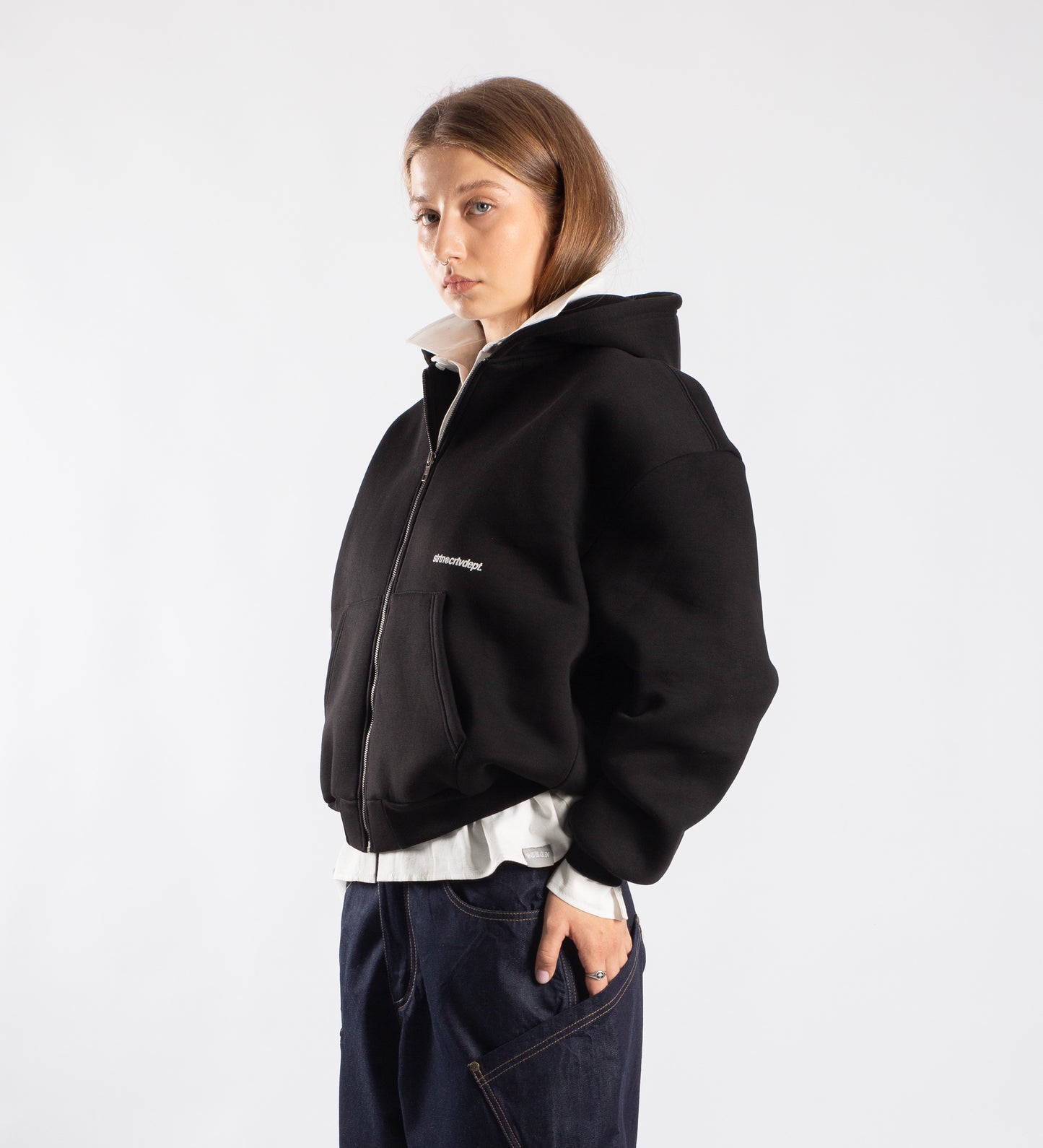 CRTV DEPT. ARMY ZIP-UP HOODIE – Black