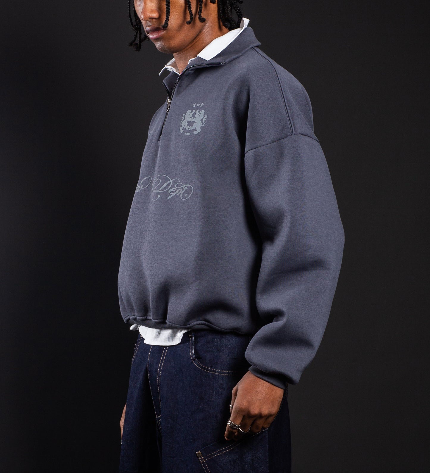 CRTV DEPT. BOXY HALF-ZIP – Dark Gray