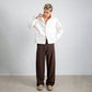PINSTRIPE PLEATED TROUSERS – Mocha