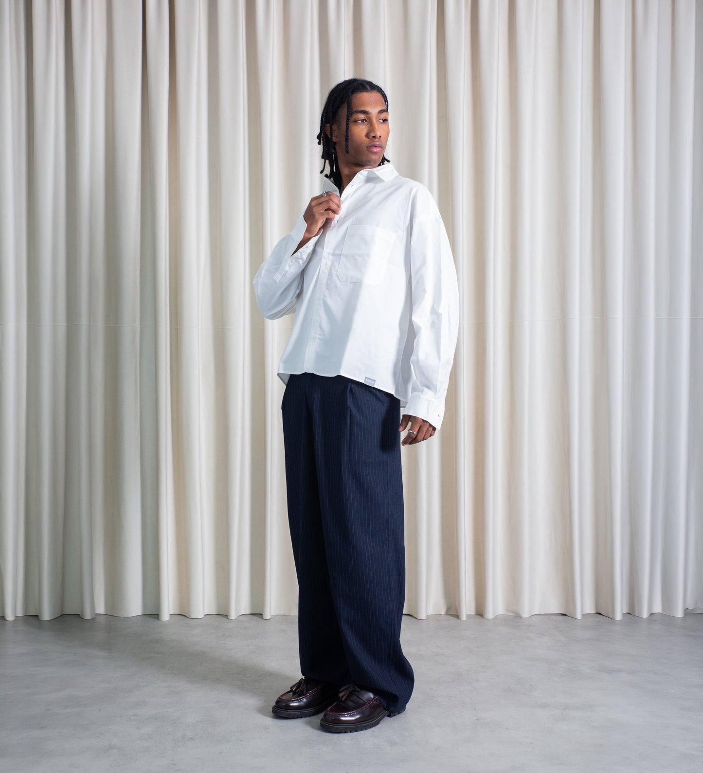 PINSTRIPE TROUSERS – Midnight Blue