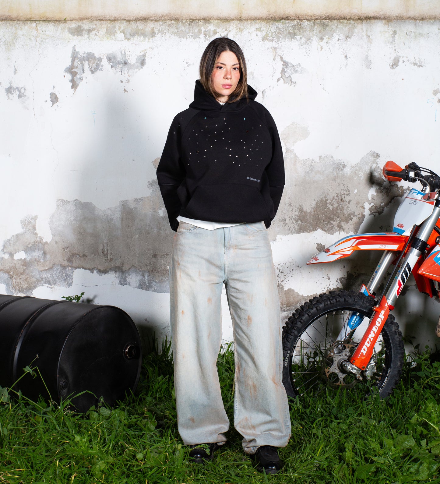 STRTN® RHINESTONE HOODIE – Black