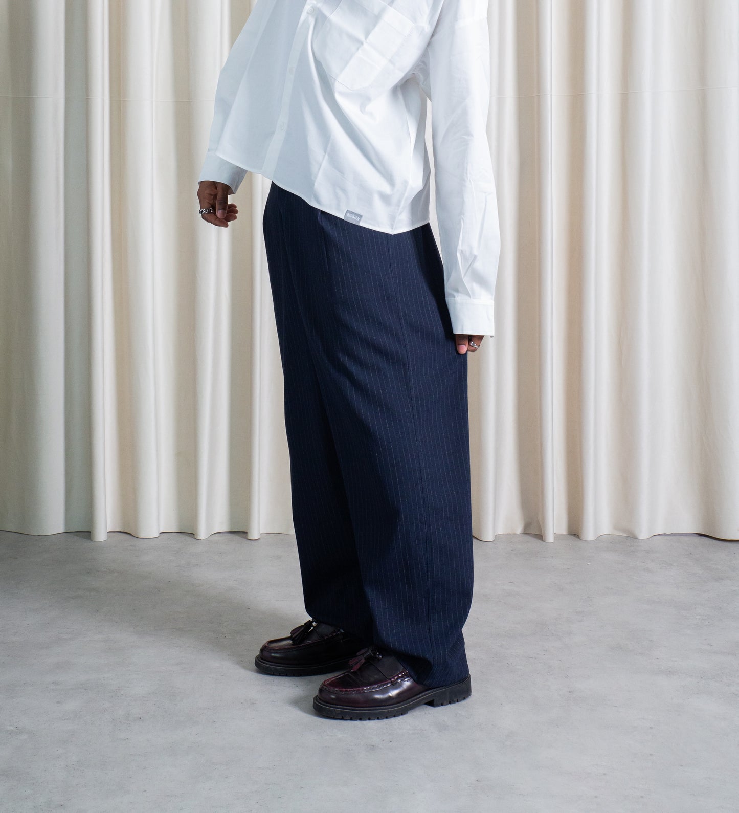 PINSTRIPE TROUSERS – Midnight Blue