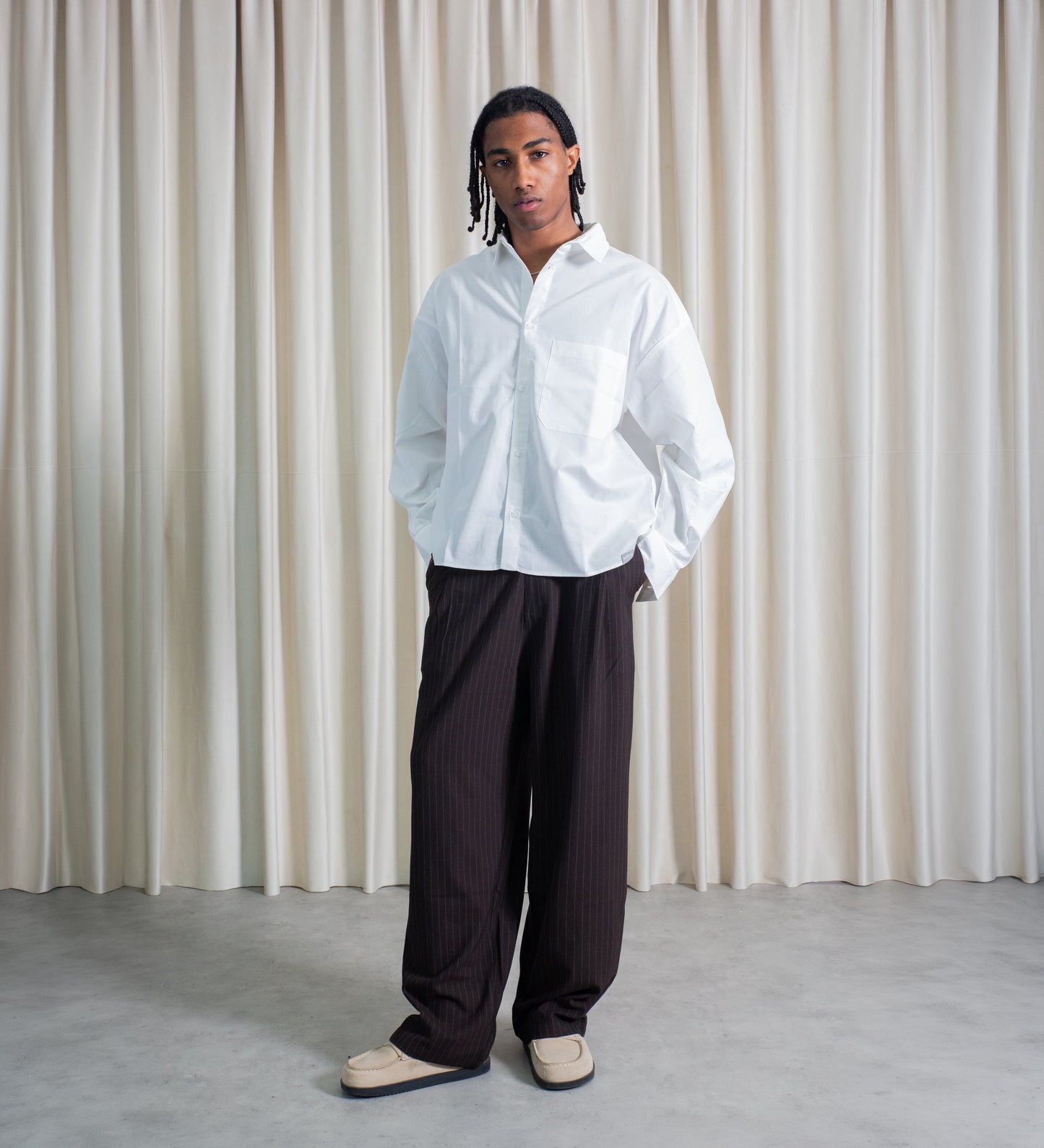 PINSTRIPE TROUSERS – Brown