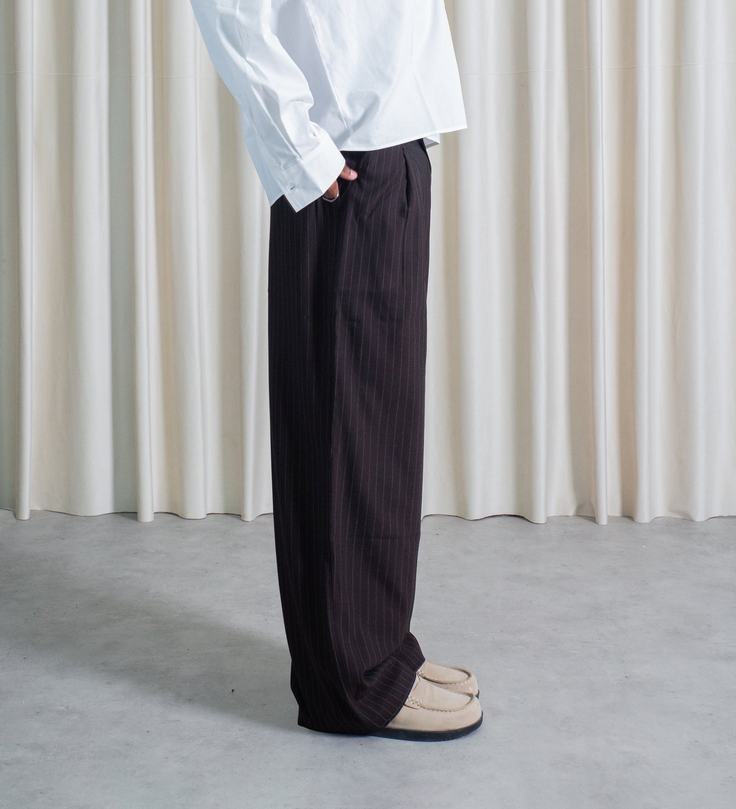 PINSTRIPE TROUSERS – Brown
