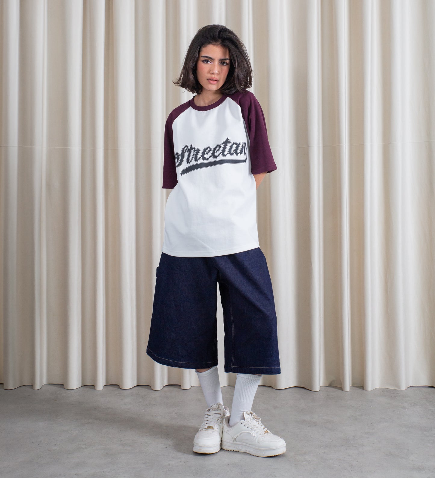 BASEBALL HEAVYWEIGHT T-SHIRT – Burgundy/Off White