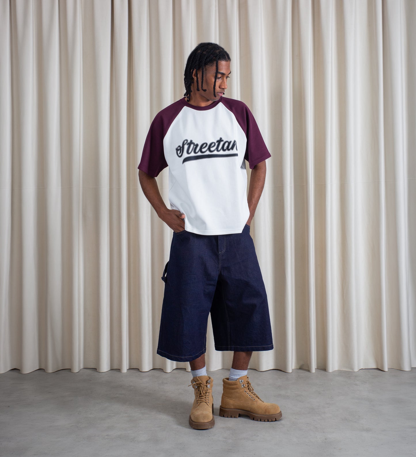 BASEBALL HEAVYWEIGHT T-SHIRT – Burgundy/Off White
