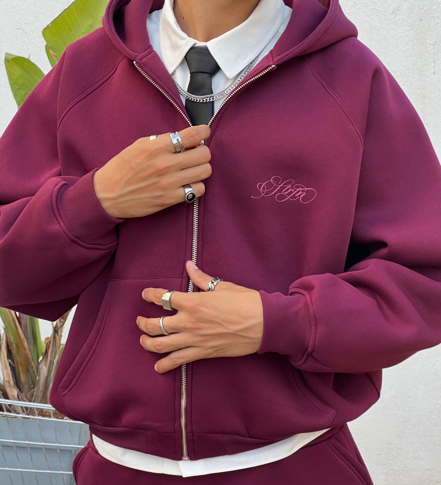 STRTN RAGLAN ZIP-UP HOODIE – Burgundy