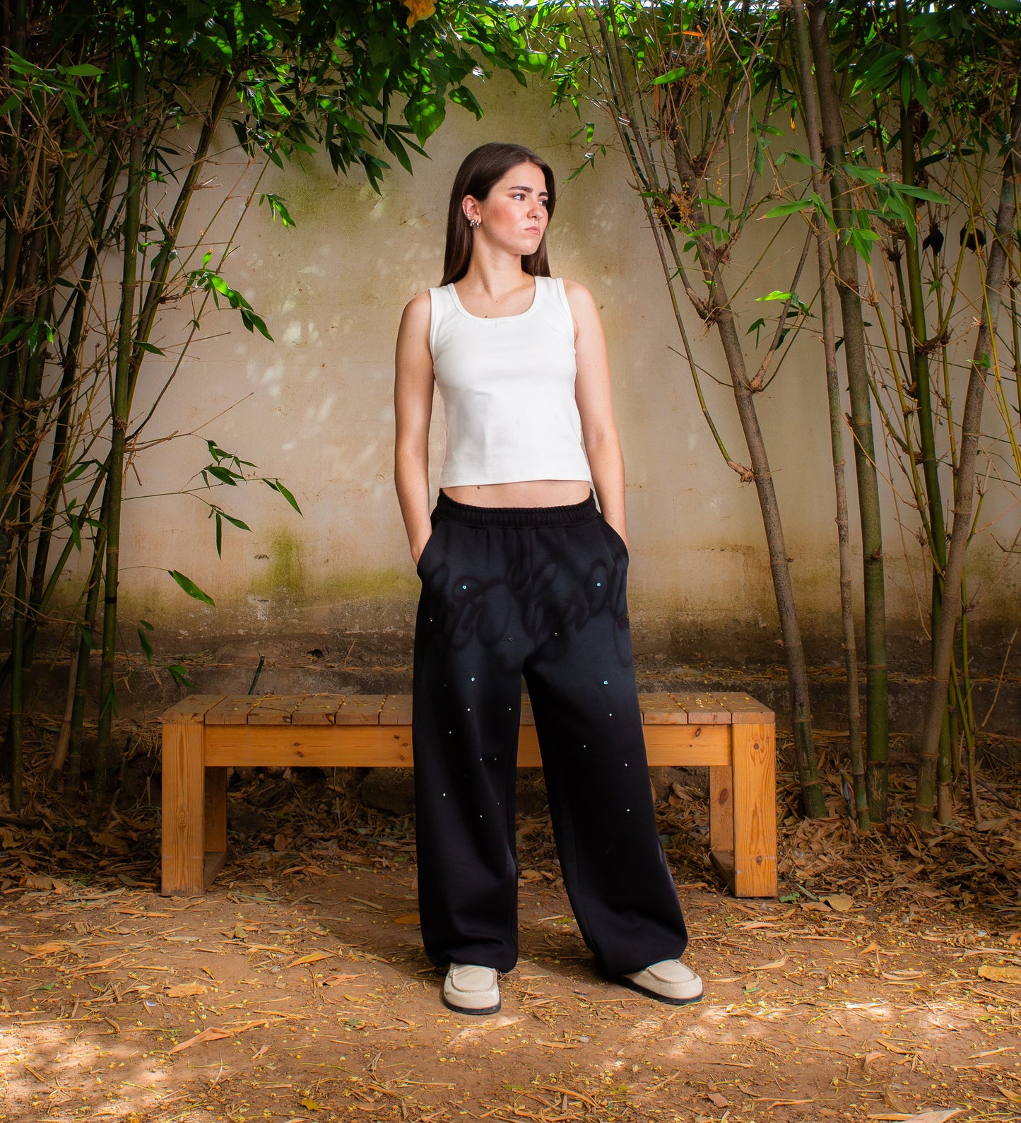 STRTN® RHINESTONE SWEATPANTS – Black