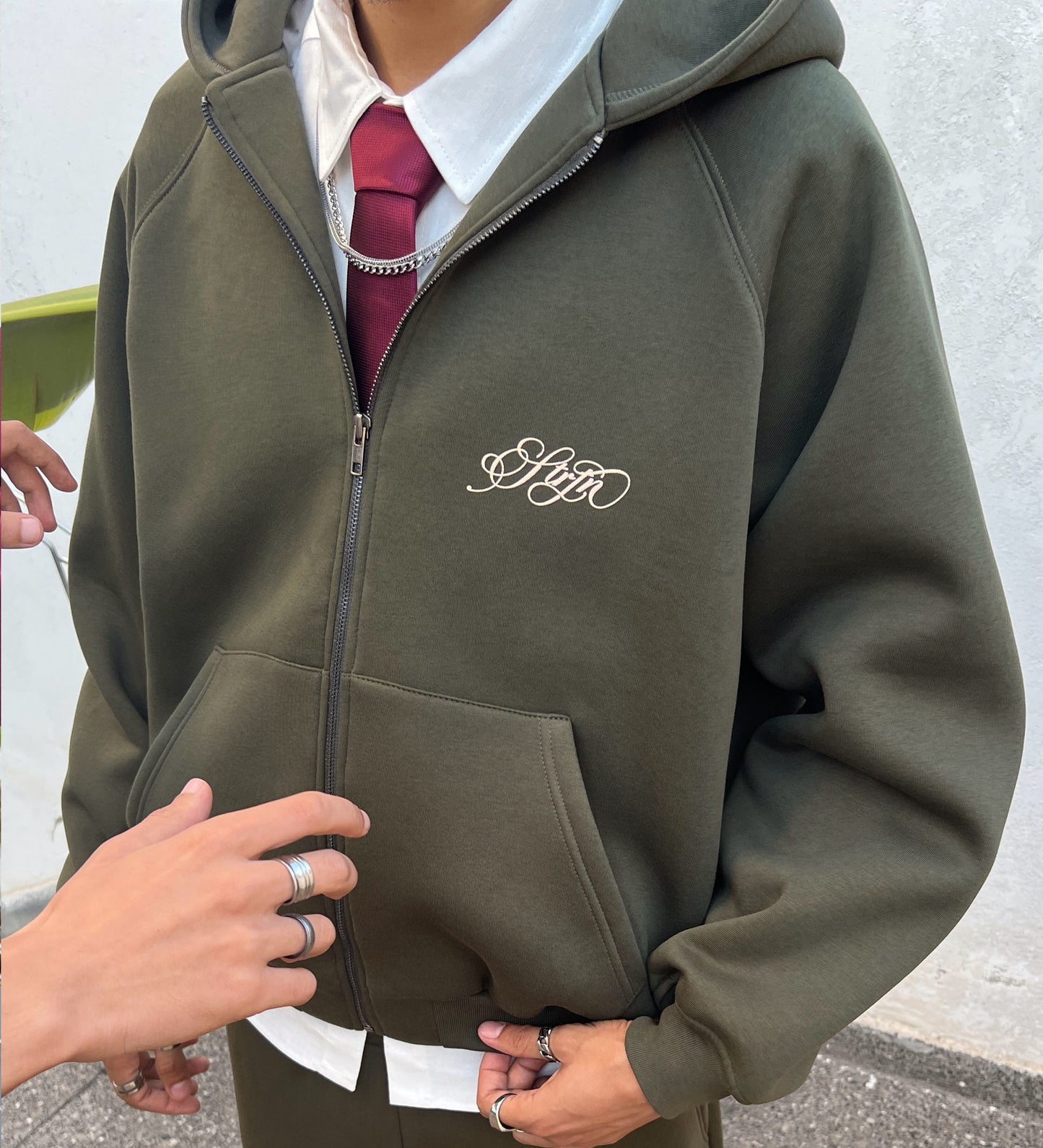 STRTN RAGLAN ZIP-UP HOODIE – Military Green