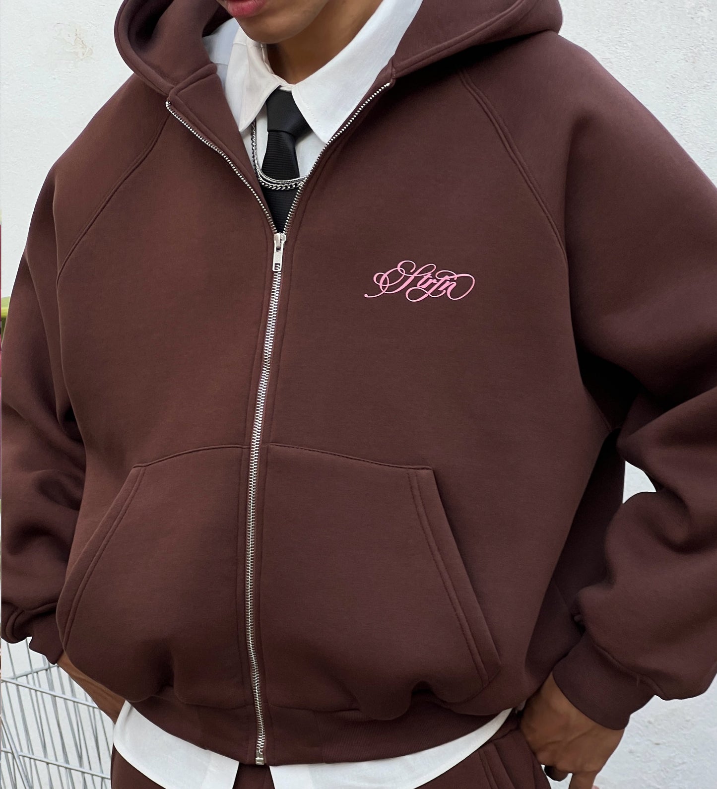STRTN RAGLAN ZIP-UP HOODIE – Brown
