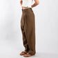 HEAVYWEIGHT LINEN PLEATED PANTS – Brown