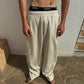 PLEATED BAGGY LINEN PANTS – Cream