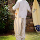 PLEATED BAGGY LINEN PANTS – Cream