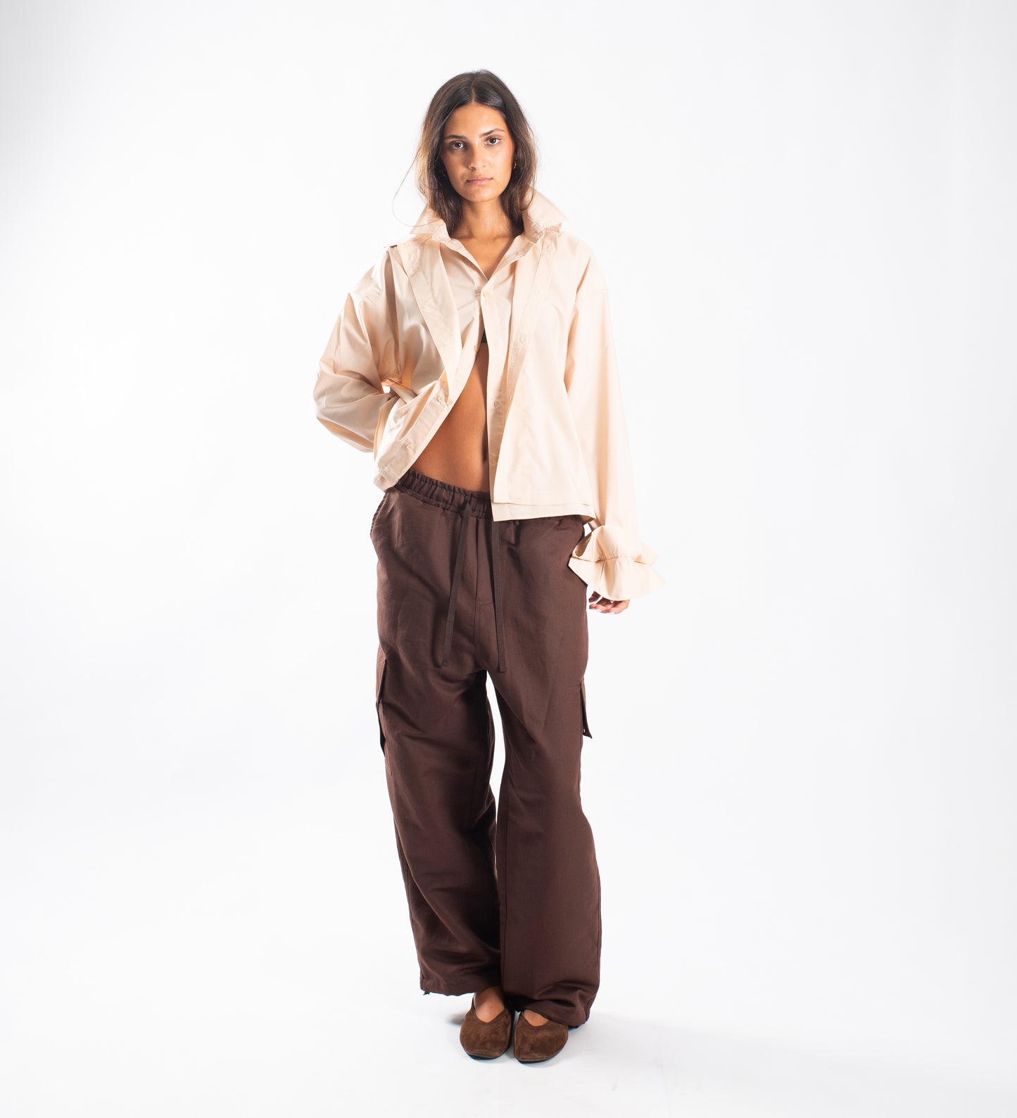 LOOSE CARGO PANTS – Brown