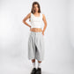 STRIPED PLEATED JORTS – Light Gray