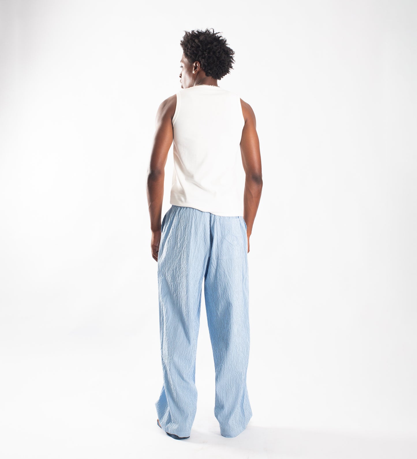 THE CRINKLED POPLIN PANTS – Baby Blue