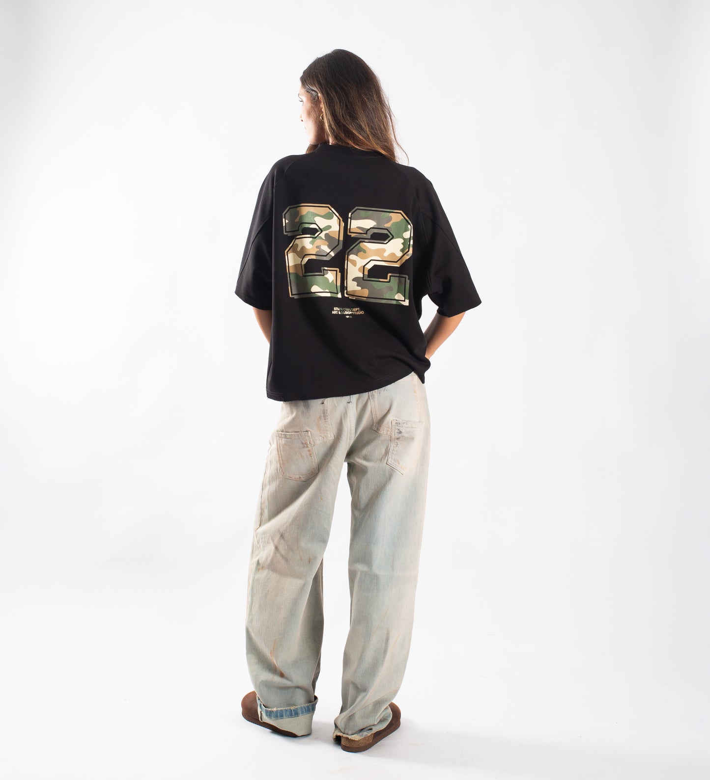 HEAVYWEIGHT DISTRESSED BOXY ARMY T-SHIRT – Black