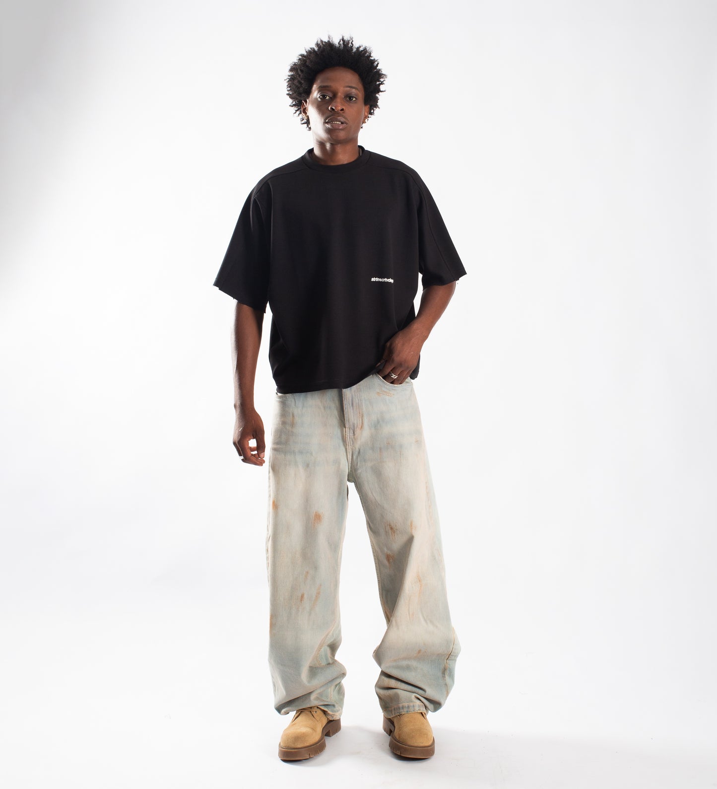 HEAVYWEIGHT DISTRESSED BOXY ARMY T-SHIRT – Black
