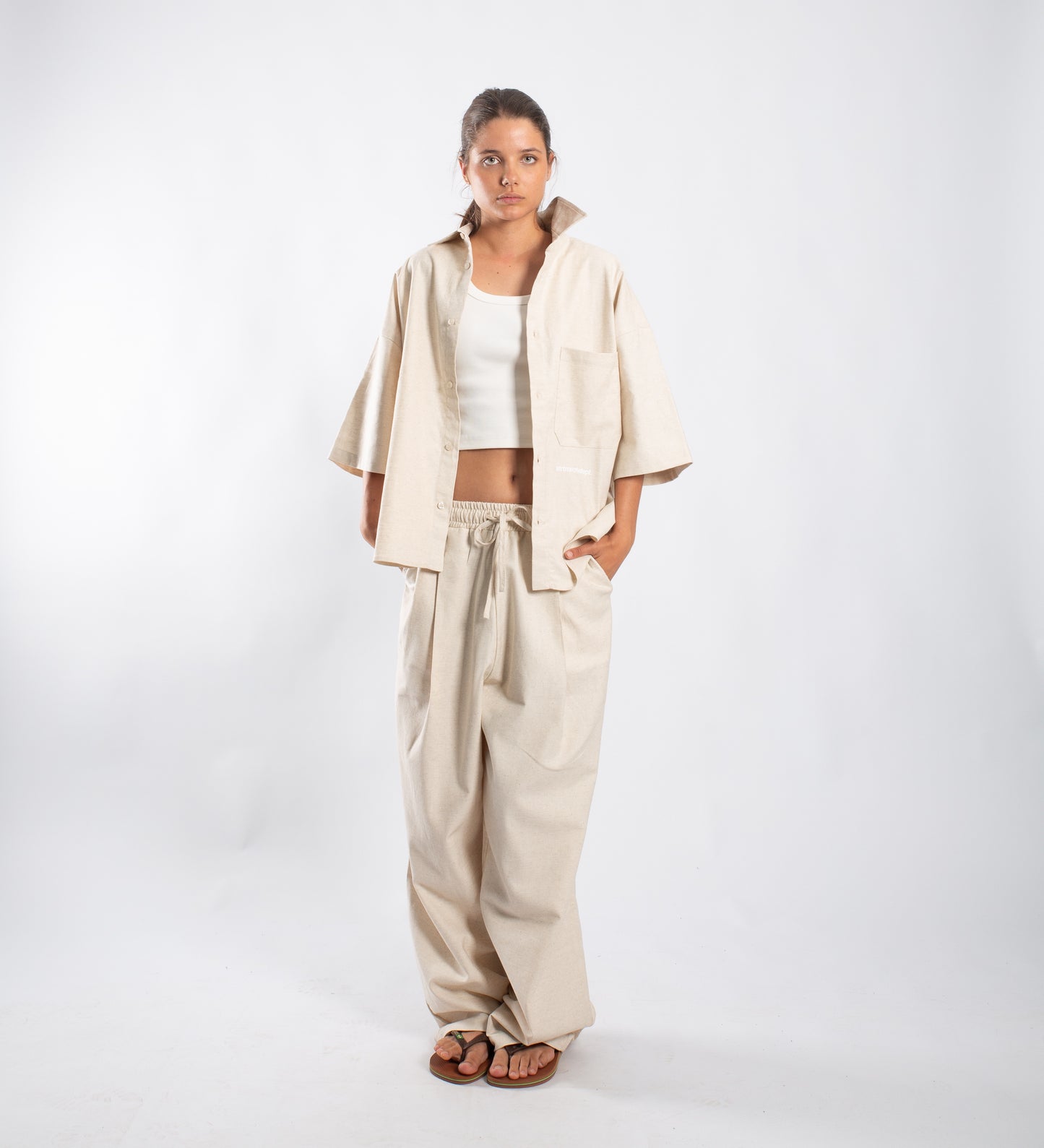CRTV DEPT. PLEATED LINEN PANTS II – Cream