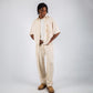 PLEATED BAGGY LINEN PANTS – Cream