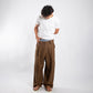 HEAVYWEIGHT LINEN PLEATED PANTS – Brown