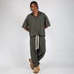 PLEATED BAGGY LINEN PANTS – Khaki