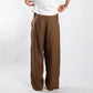 HEAVYWEIGHT LINEN PLEATED PANTS – Brown
