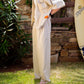 PLEATED BAGGY LINEN PANTS – Cream