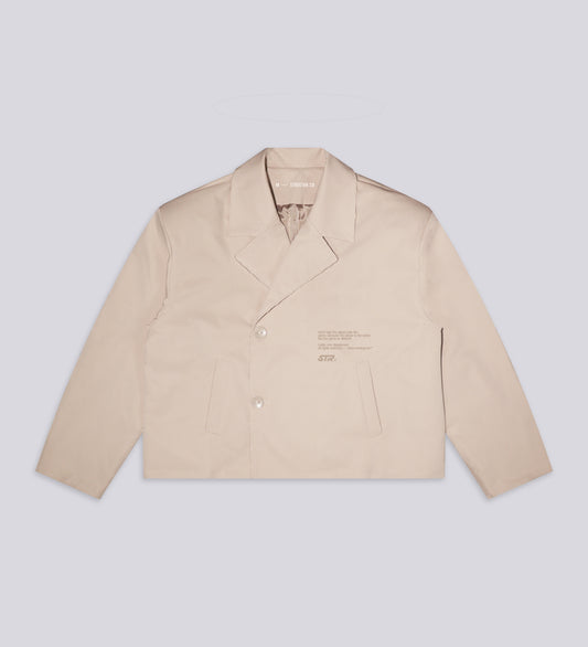 DISTRESSED CROPPED TRENCH COAT – Beige