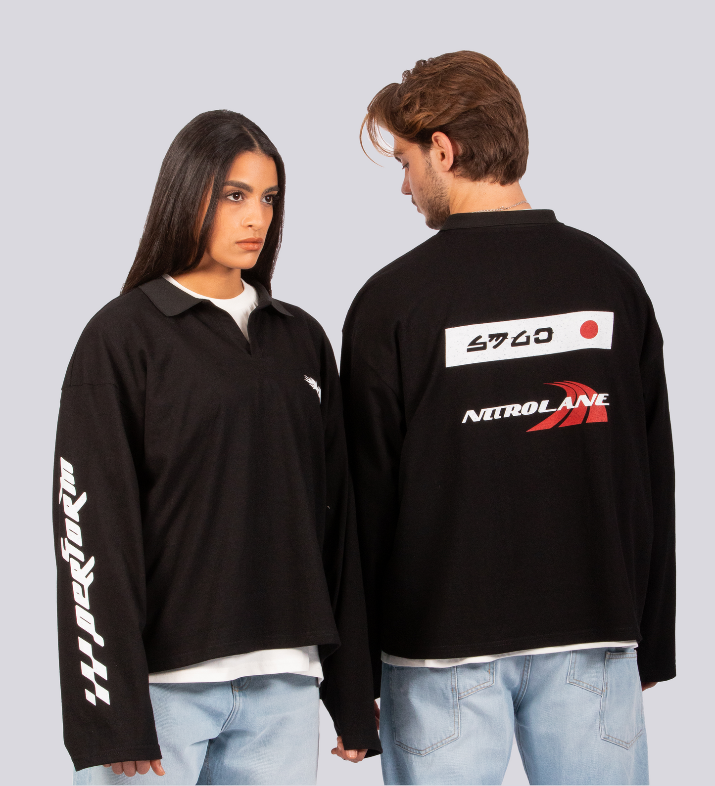 NITROLANE BOXY LONGSLEEVE – Black (Aged Print Effect)