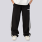 ATHLEISURE STRIPED TRACK PANTS – Black