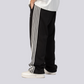 ATHLEISURE STRIPED TRACK PANTS – Black