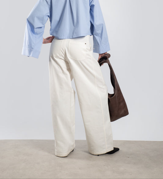WOMEN'S LOOSE CANVAS PANTS – Off White