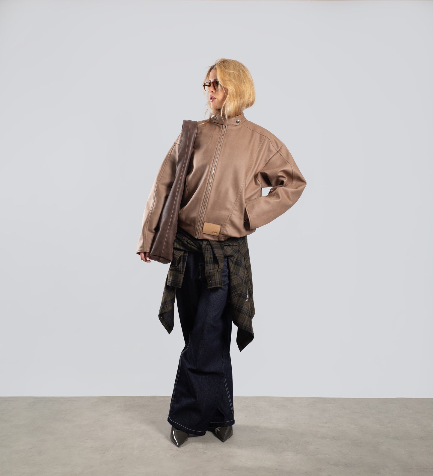 WOMEN'S CRTV DEPT. VEGAN LEATHER JACKET – Tobacco