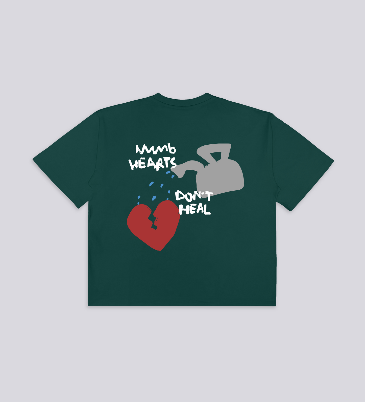 NUMB HEARTS DON'T HEAL BOXY T-SHIRT – Teal