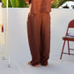 PLEATED BAGGY LINEN PANTS – Mocha