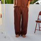 PLEATED BAGGY LINEN PANTS – Mocha