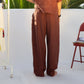PLEATED BAGGY LINEN PANTS – Mocha