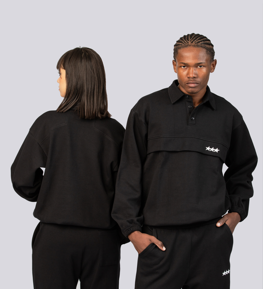 ATHLEISURE TRACK SHIRT – Black