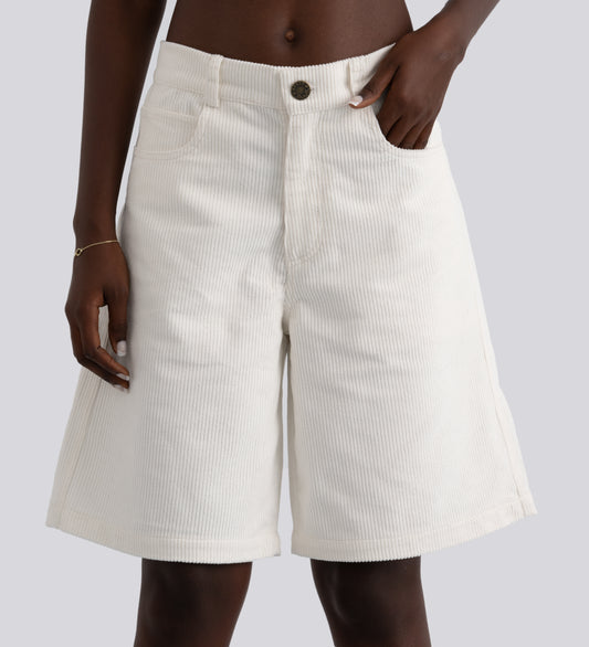 HAMPTONS HEAVYWEIGHT CORDUROY JORTS - Cream White