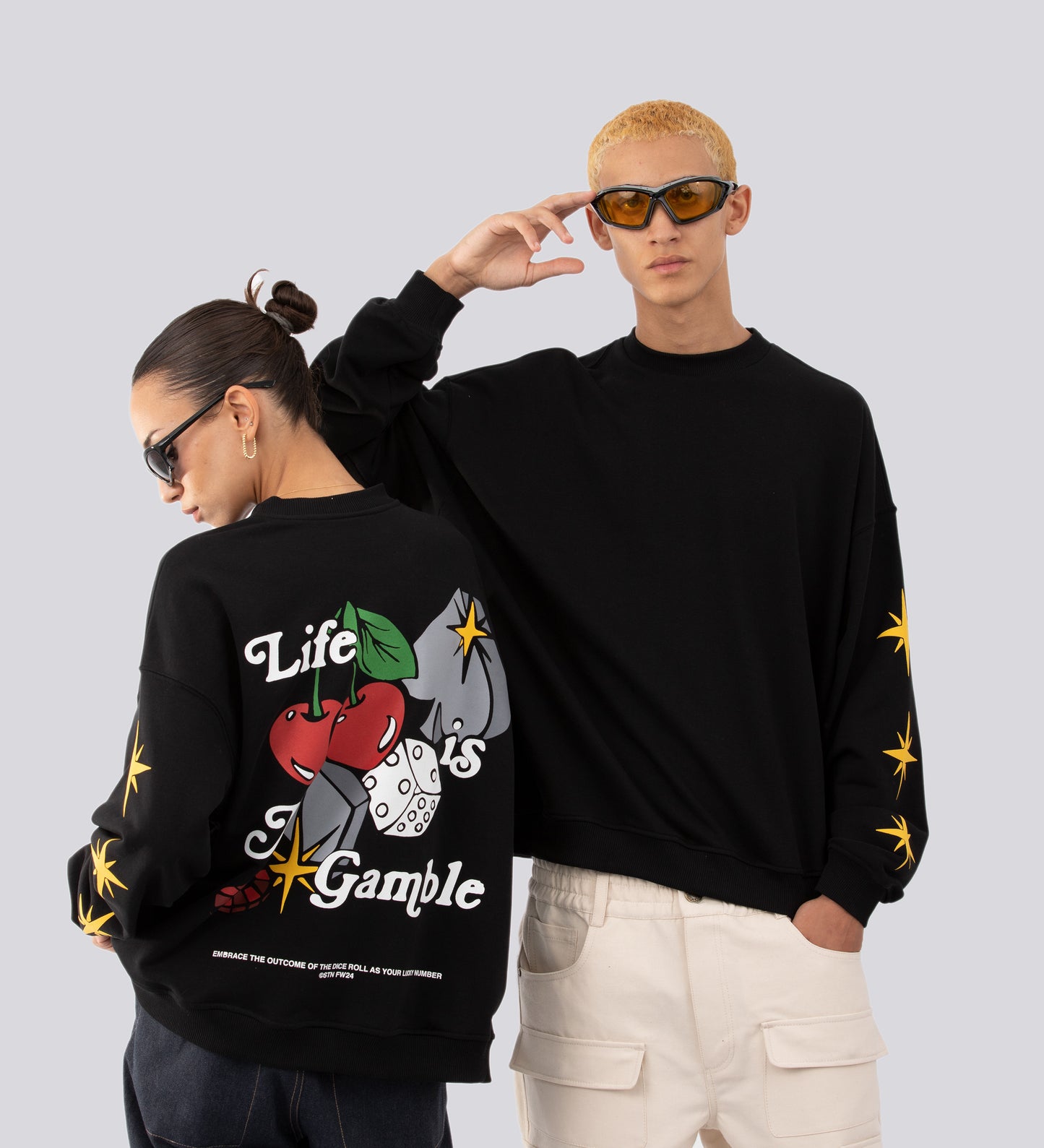 LIFE IS A GAMBLE SWEATSHIRT - Black (Unbrushed Fleece)