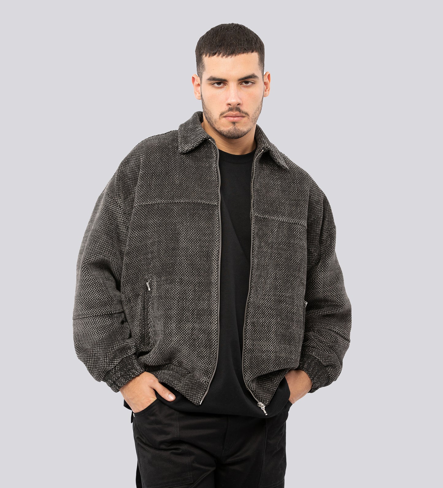 CULT GRADS HEAVYWEIGHT JACKET – Dark Gray (Upcycled Fabric)