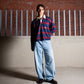 STRIPED LONG SLEEVE POLO – Midnight Blue/Burgundy