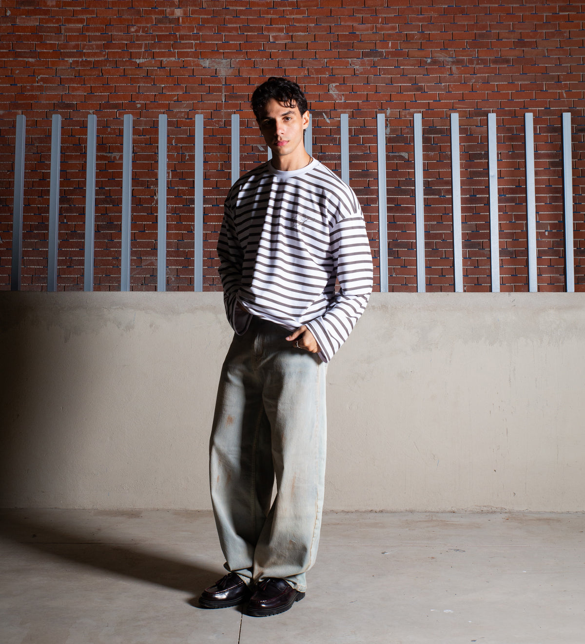 LEGACY V.II STRIPED LONG SLEEVE TEE – Khaki/Off White