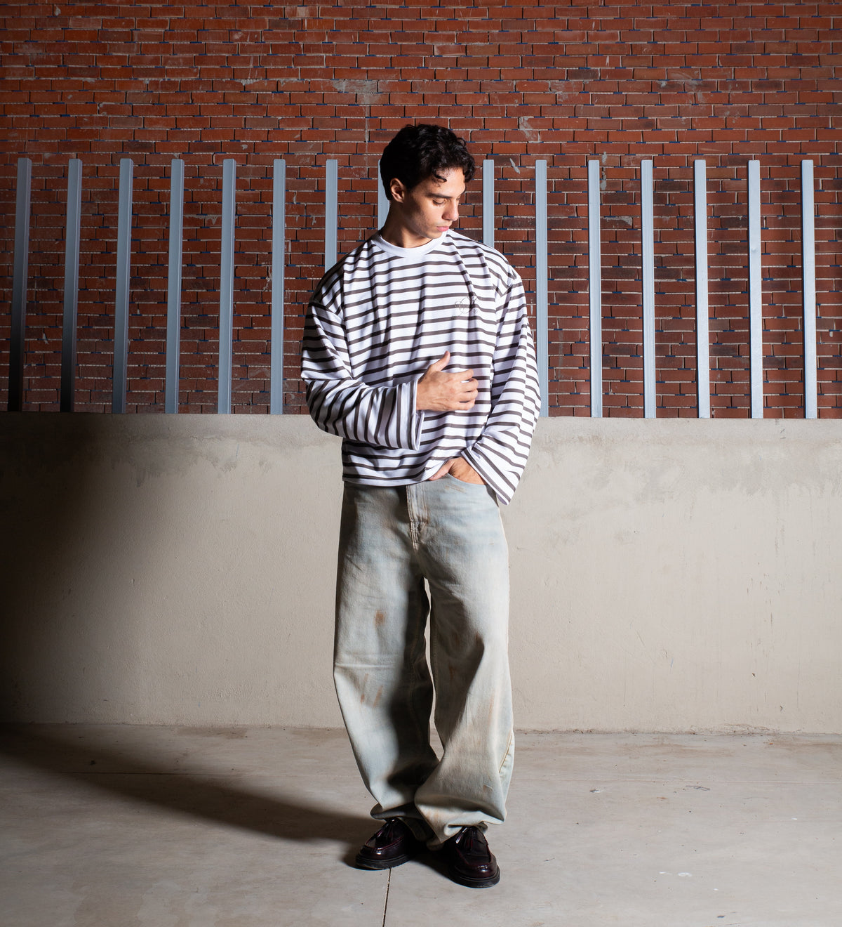 LEGACY V.II STRIPED LONG SLEEVE TEE – Khaki/Off White