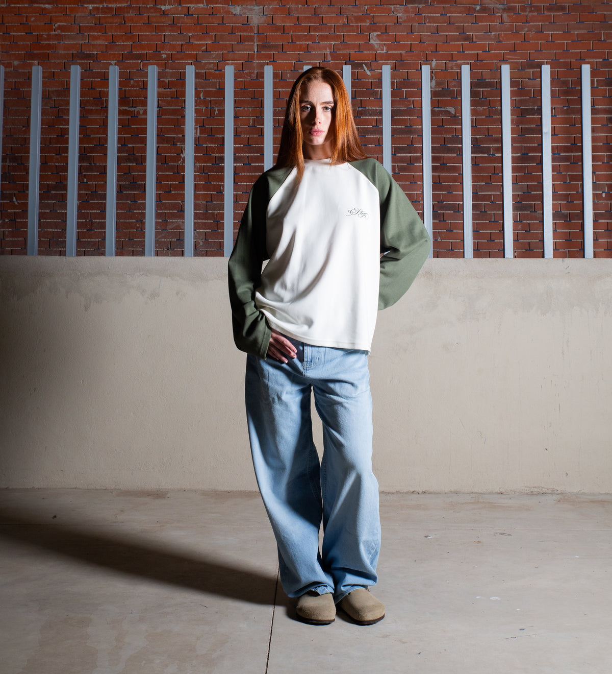 STRTN® RAGLAN LONG SLEEVE TEE – Khaki/Off White