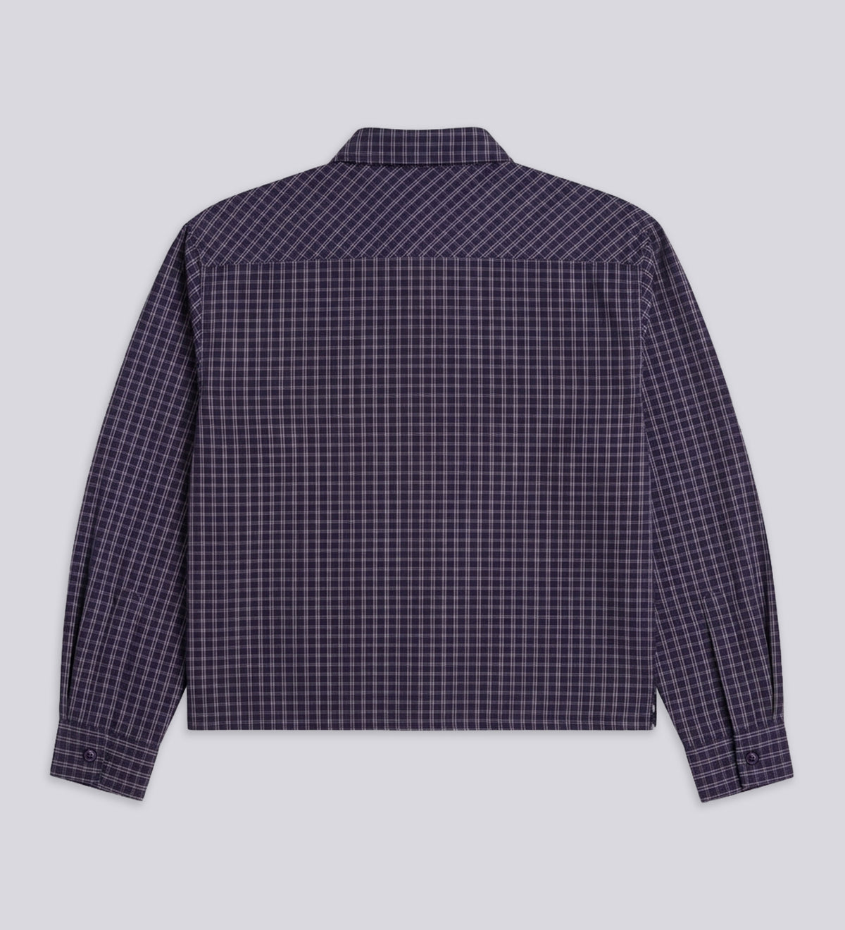 BOXY POPLIN CHECK SHIRT – Navy