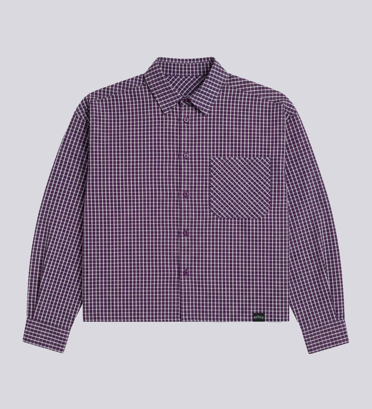 BOXY POPLIN CHECK SHIRT – Dark Plum
