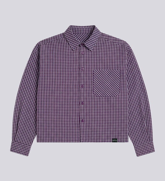 BOXY POPLIN CHECK SHIRT – Dark Plum